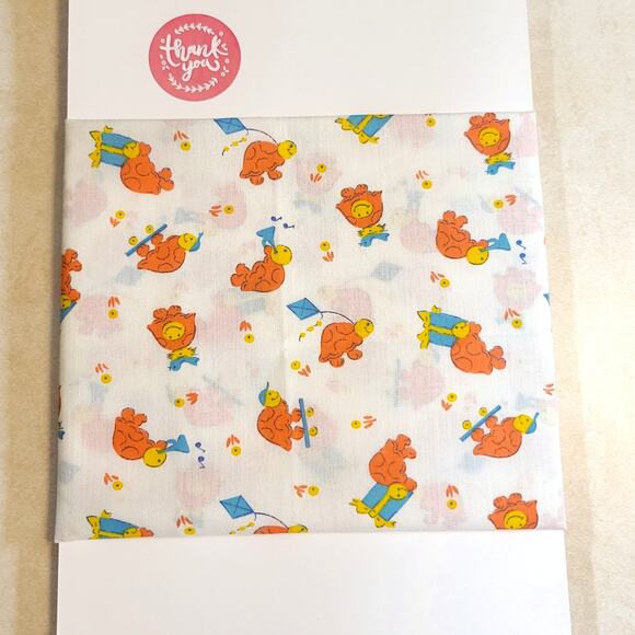 Cotton Fabric Orange Cartoon Turtles Playing Music Flying Kites 16" x 44" - Picture 12 of 12